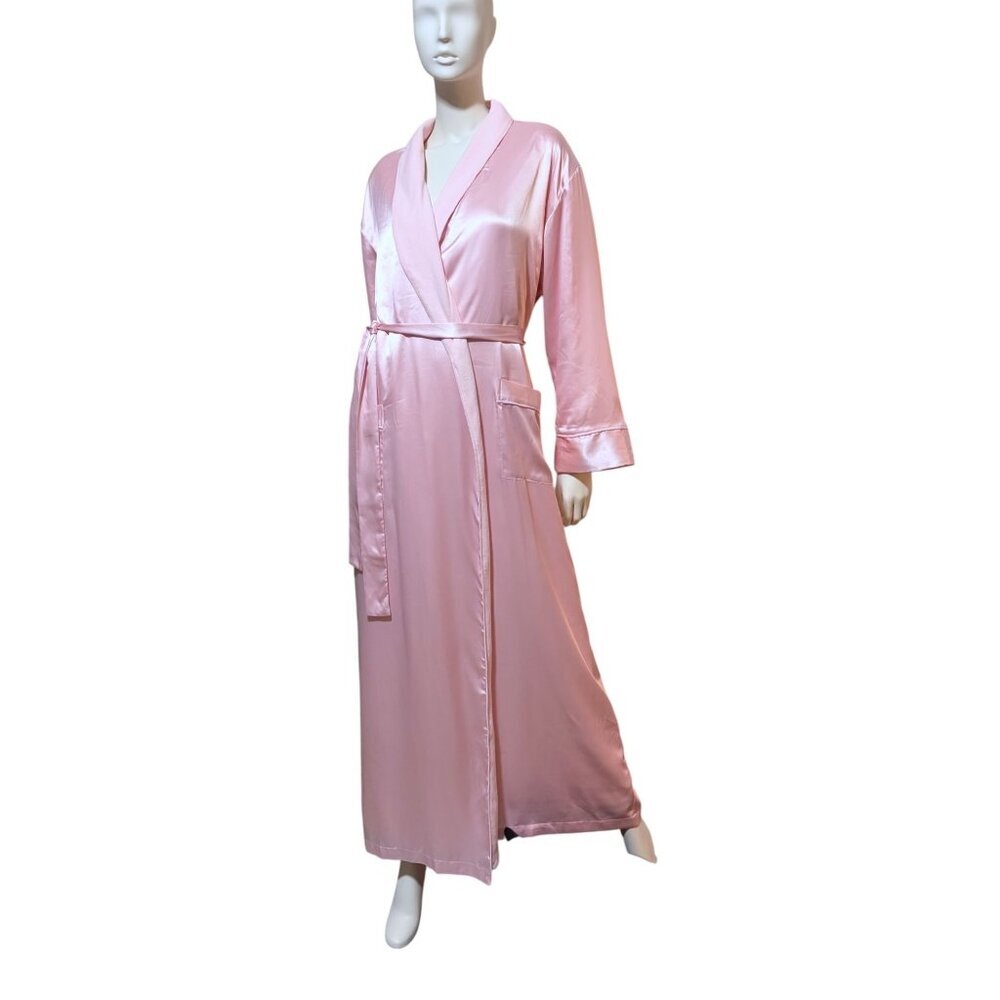 Y2K Victoria's Secret Fleece Lined Robe L Full Length Belted Satin Romantic